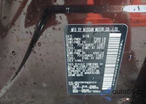 2017 Nissan Armada Platinum из США, поврежденный, VIN JN8AY2NF0H9301014